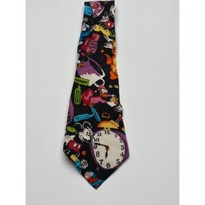 Vintage Balancine Disney The Works Mickey Mouse Donald Duck Silk Tie Black
